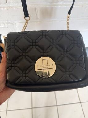kate spade Black Quilted Crossbody with Gold Chain